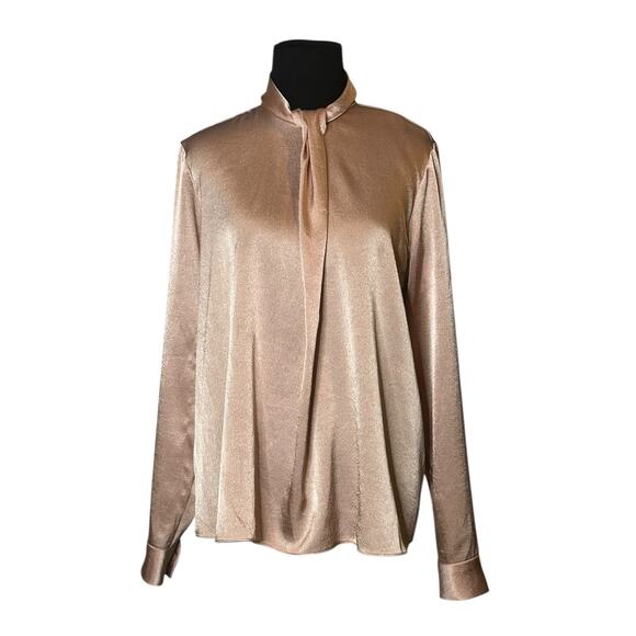 Alex Marie rose gold satin long sleeves blouse size Small - Picture 1 of 16